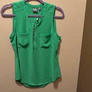 Soho Apparel Vibrant Green Zip-Front Blouse